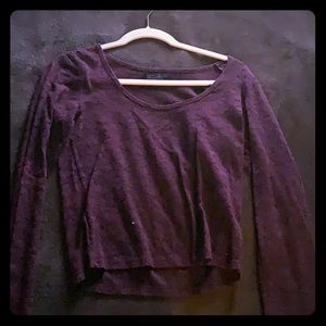 Maroon Lace long sleeve crop top